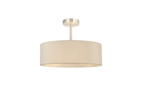 DK0752  Baymont 45cm Semi Flush 5 Light Satin Nickel, Ivory Pearl/White